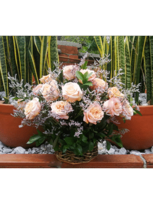 D12441 D12441 - Base rústica con rosas y follaje