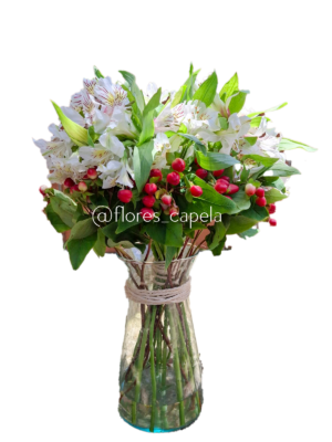 WhatsApp Image 2025-04-20 at 10.29.56 AMLETRA Astromelia con follaje hypericum en florero