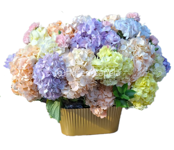 Diseño floral de hortensias variadas